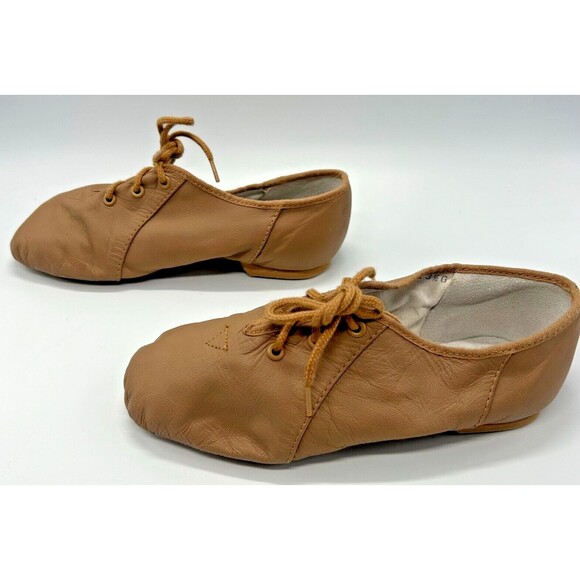BLOCH Tan / Caramel Lace-Up Jazz Soft Dance Shoes - Girls Sz 13.5 - Picture 3 of 7